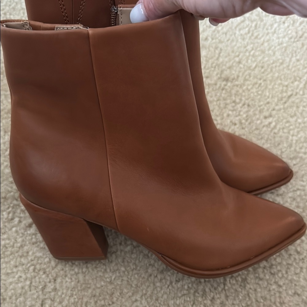 Blondo Brown Ankle Booties with Chunky Heel